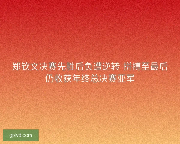 郑钦文决赛先胜后负遭逆转 拼搏至最后仍收获年终总决赛亚军 郑钦文决赛先胜后负遭逆转 拼搏至最后仍收获年终总决赛亚军