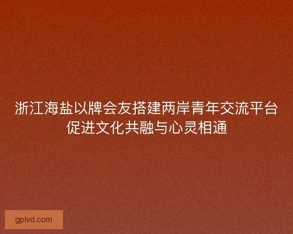 浙江海盐以牌会友搭建两岸青年交流平台促进文化共融与心灵相通